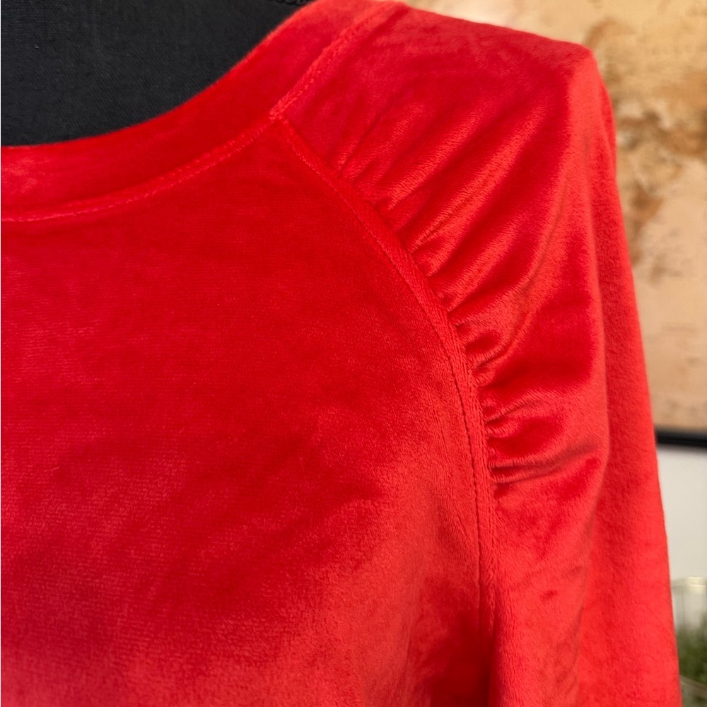 Charter Club red velour top - Picture 2 of 8
